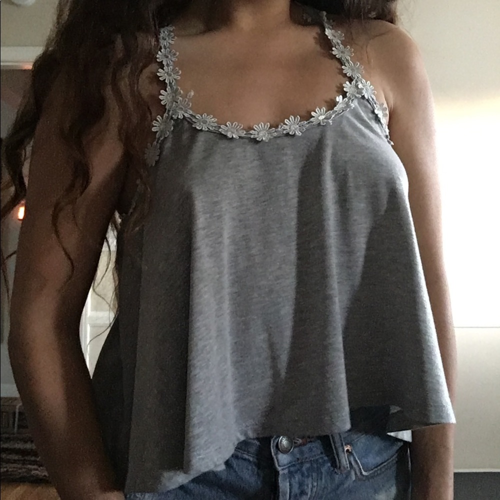 Grey Flor Trim Top